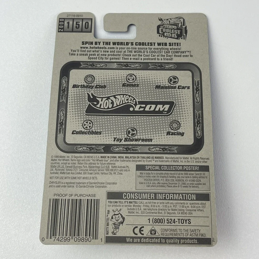 Hot Wheels 2000 Collector 150 Chrysler Pronto Purple Black Interior 3SPs 27116